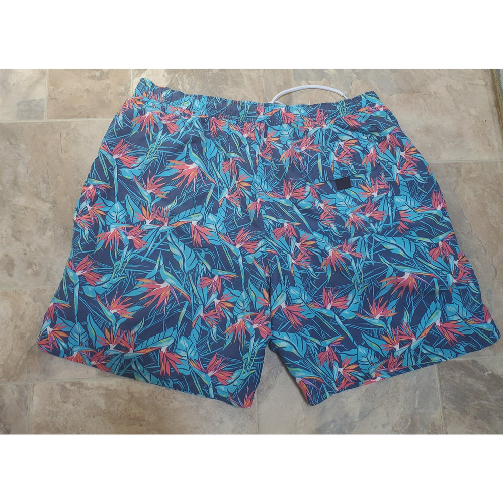 Vineyard Vines Swim Trunks Blue Pink Orange Flower Paradise Men's XL